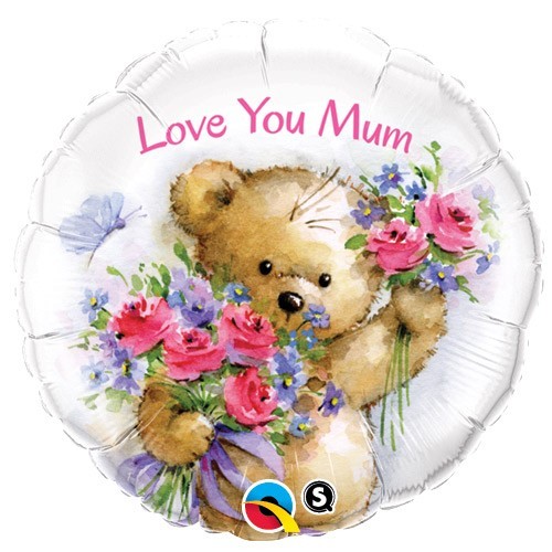 Love You Mum Teddy Bear - foil balloon