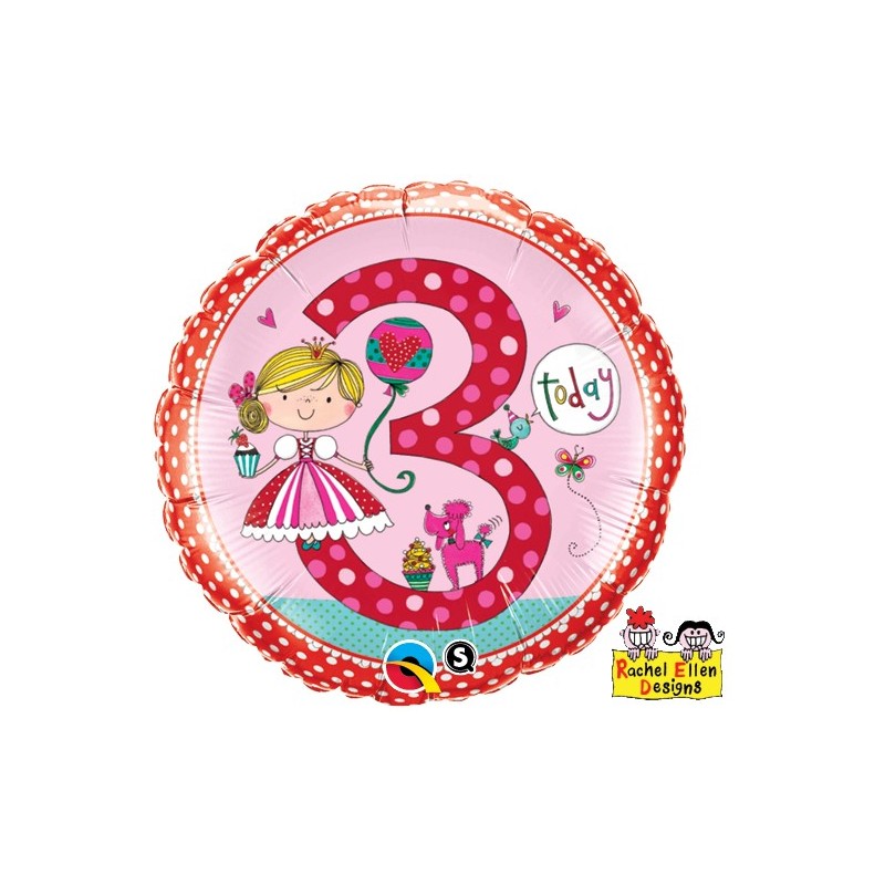 Rachel Ellen Age 3 Princess Polka Dots - folija balon