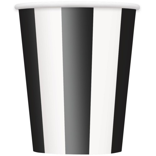 Black cups with stripes