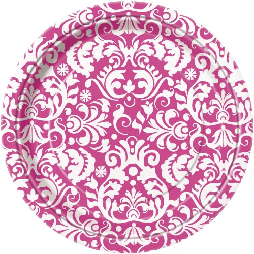 Plates 7" - Pink Damask 8 pcs