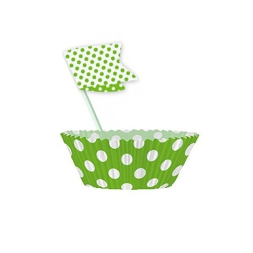 Cupcake Decorating Kit - Lime Green Dots