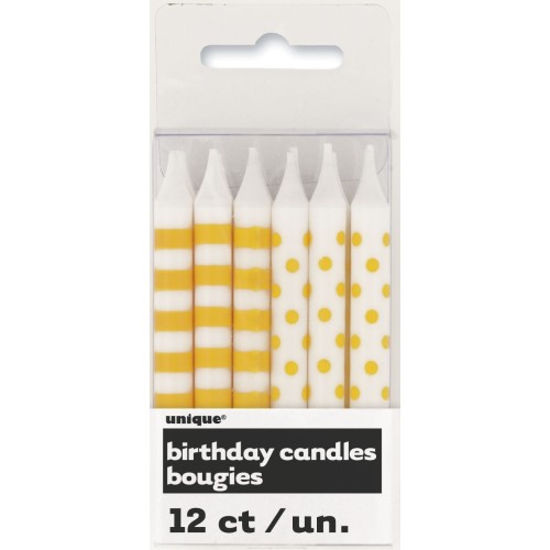 Candle - yellow stripes and dots