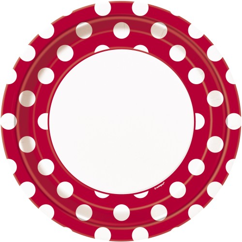 Red  plates with dots 23 cm