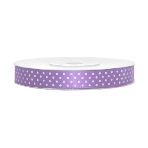 Satin ribbon with dots - lavender