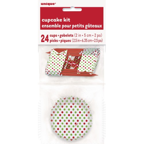 Red and green dots cupcake decorating kit