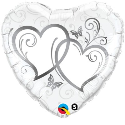 Entwined Hearts Silver - foil balloon