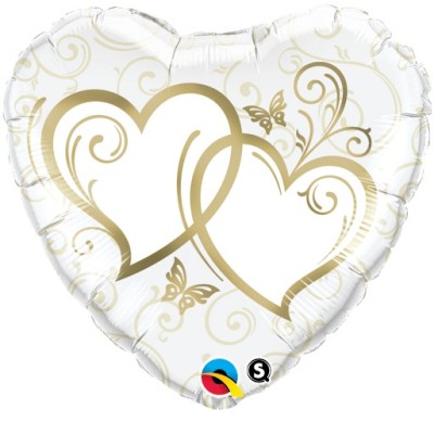 Entwined Hearts Gold - foil balloon