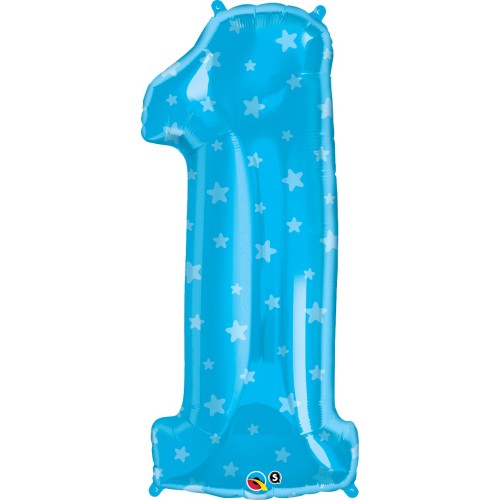 Number 1 blue stars - foil balloon