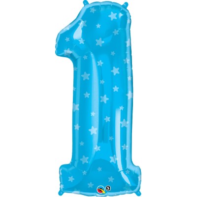 Number 1 blue stars - folija balon