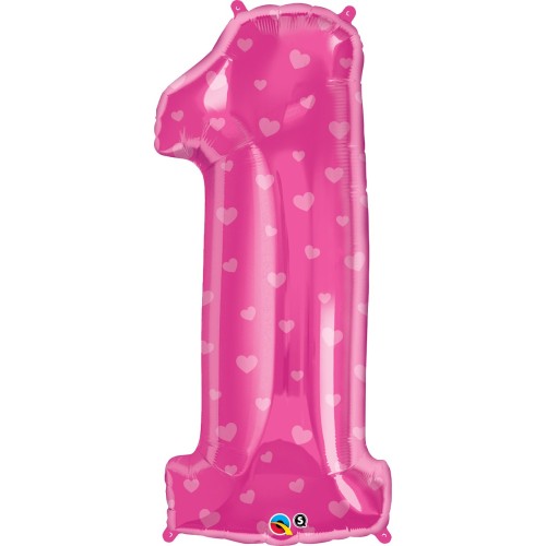 Number 1 pink stars - foil balloon
