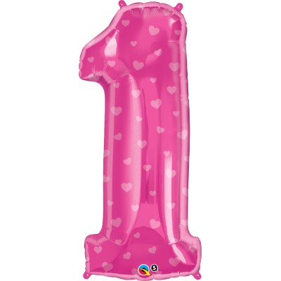 Number 1 pink stars - folija balon