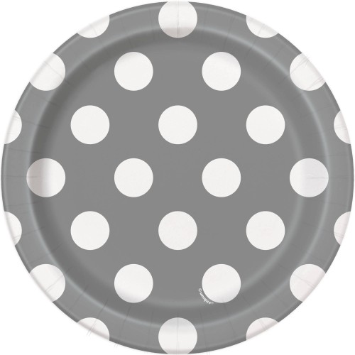 Silver plates with dots 18 cm