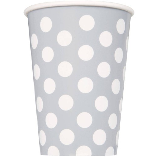 Silver cups with dots