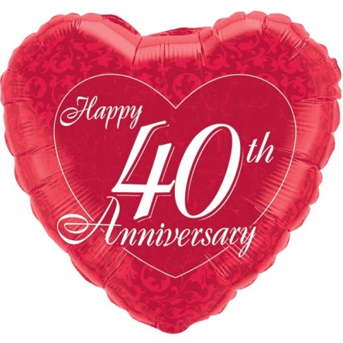 Happy 40th Anniversary heart - foil balloon