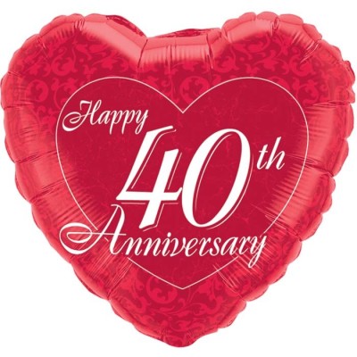 Happy 40th Anniversary heart - Folienballon