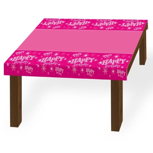 Happy Bday pink Sparkle tablecover