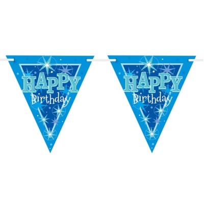 Happy Birthday blue Sparkle  Wimpelkette