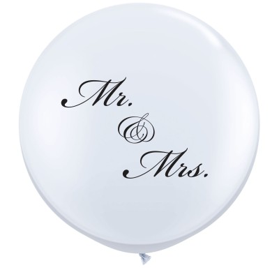 Große bedruckte Ballon mit Mr & Mrs - durchsichtig