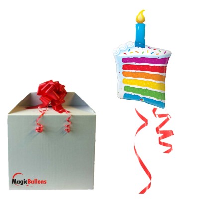 Rainbow Cake & Candle - foil balloon in a package