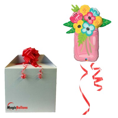 Mason Jar Bouquet -  Folienballon in Paket
