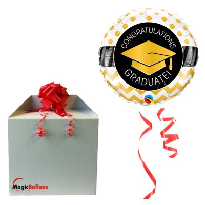 Graduate Gold Chevron Dots - foil balloon in a package
