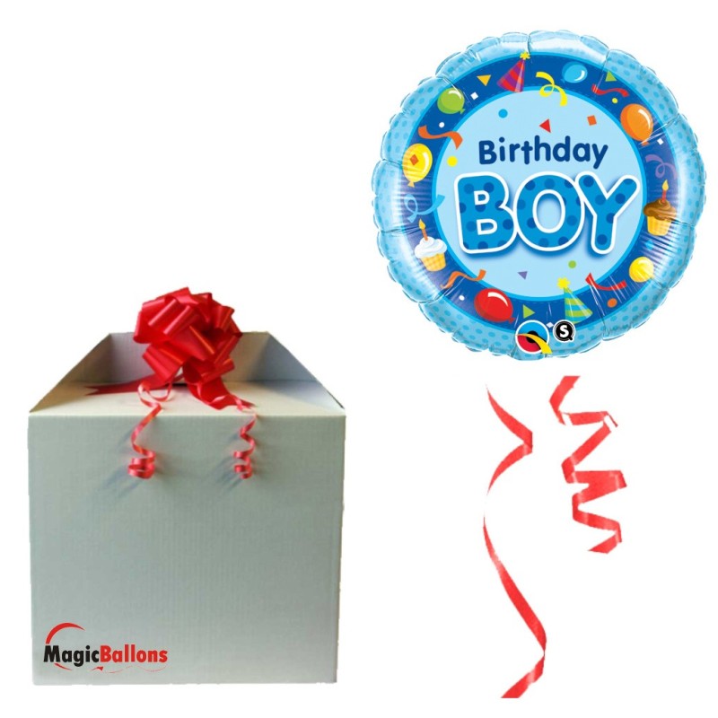 Ballon "Birthday Boy Blue" m. Helium befüllt