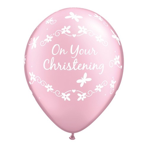 Balloon Christening Butterfliers - prl pink