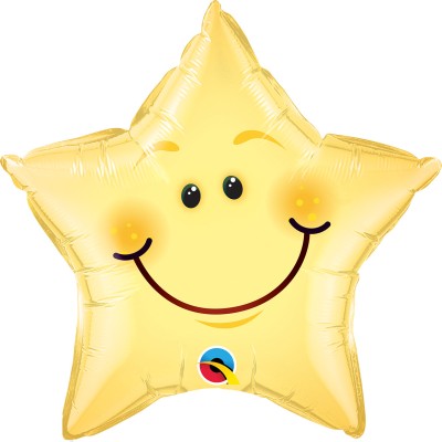 Smiley face star - foil balloon