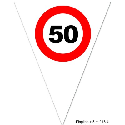Traffic sign 50 flag banner
