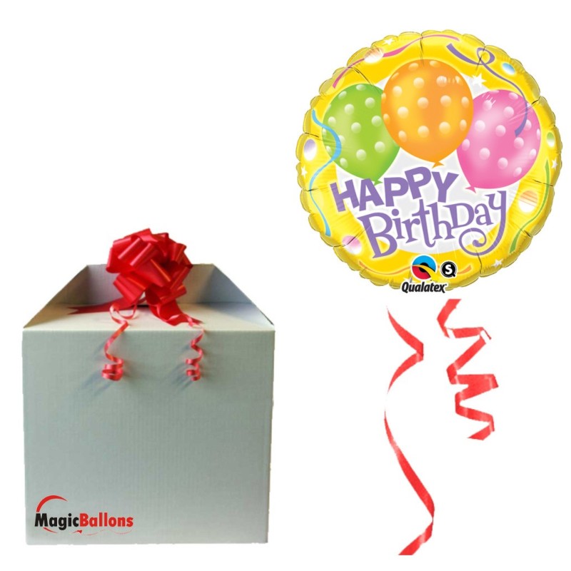 Ballon  " Birthday Polka Dot Balloons "  m. Helium befüllt