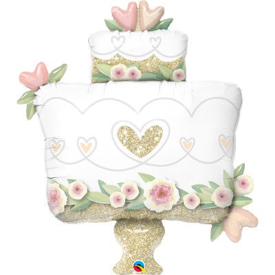 Glitter gold wedding cake - foil balloon