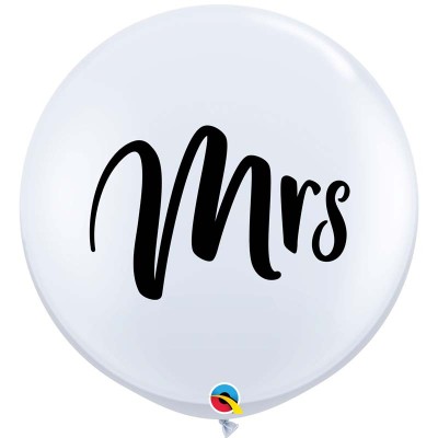 Bijeli veliki tiskani balon - Mr & Mrs