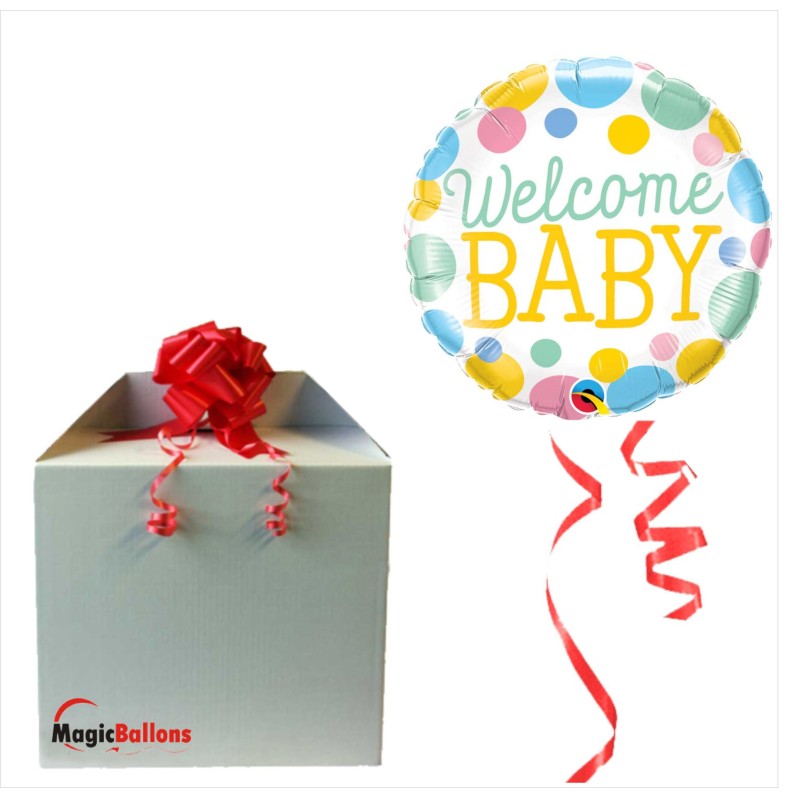 Welcome Baby Dots - foil balloon in a package