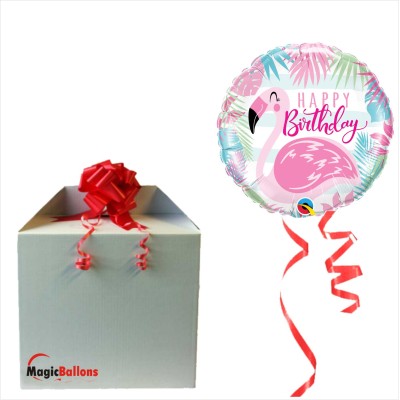 Bday pink flamingo - Folienballon in Paket