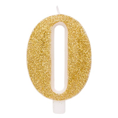 Glitter gold candle 0