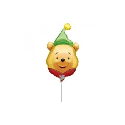 Winnie the pooh hat mini shape- foil balloon on a stick