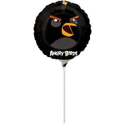 Črna ptica - folija balon na palico