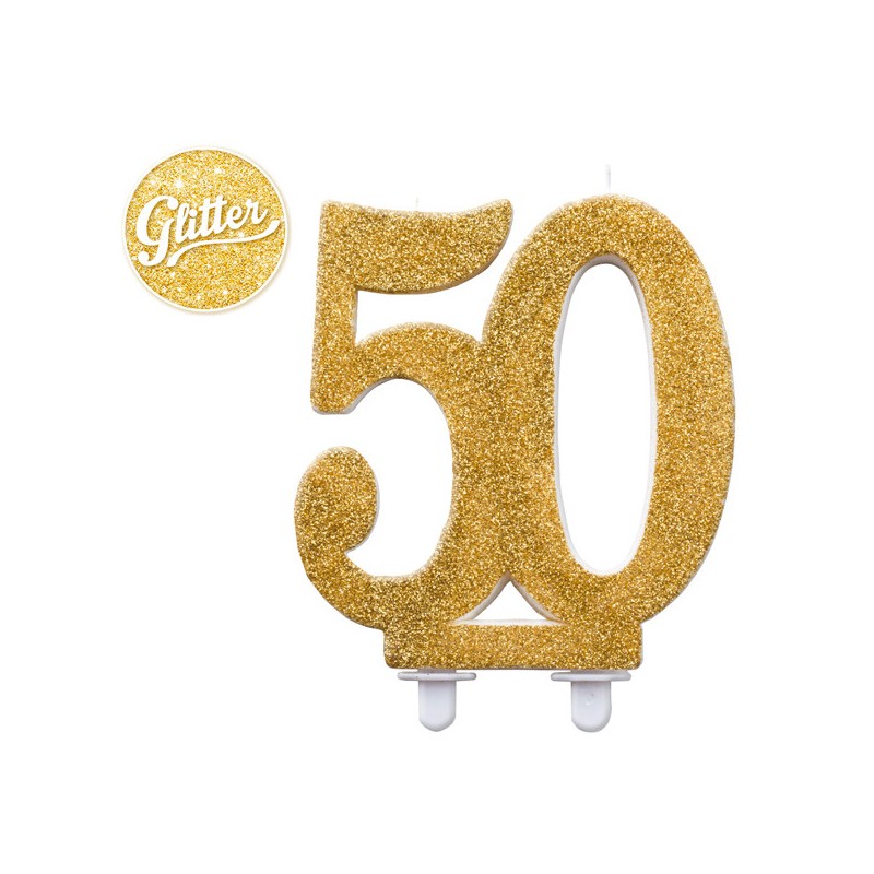 Party Shop - Candle 50 glitter gold