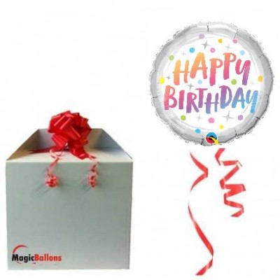 Birthday rainbow dots - foil balloon in a package