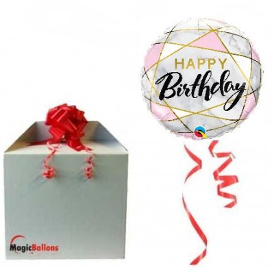 Birthday marble rectangles - foil balloon in a package