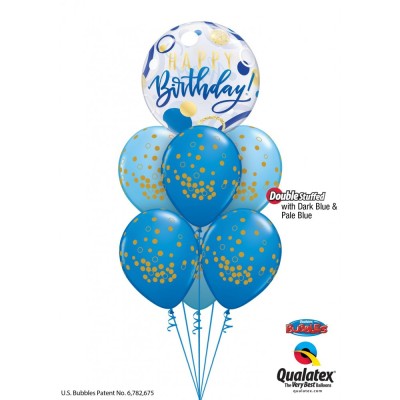 BDay Blue & Gold dots - b.balloon in a package