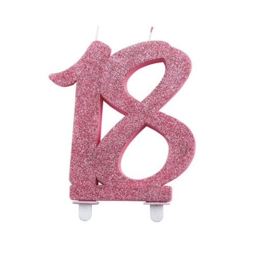Glitter pink candle 18