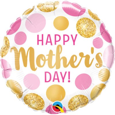 Happy Mothers day pink&gold dots - foil balloon