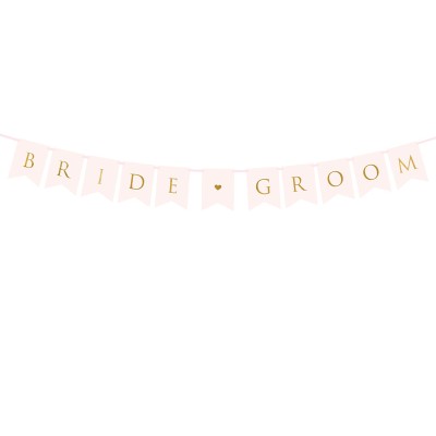 Banner-natpis Bride/Groom - svijetlo ružičasto