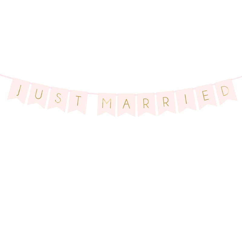 Banner-natpis Just Married - svijetlo ružičasto