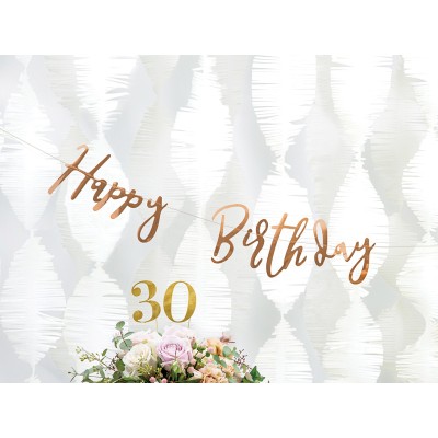 Banner-natpis Happy Birthday - rose gold