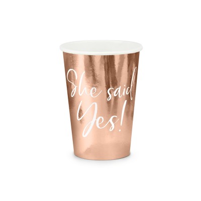 Rose gold paper cups - She sais yes!