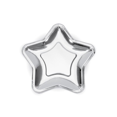 Silver paper plates - Star 18 cm