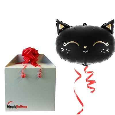 Schwarze Katze - Mattfolienballon in Paket