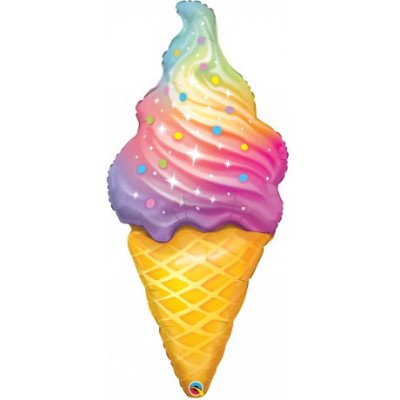 Rainbow Swirl Ice Cream - foil balloon